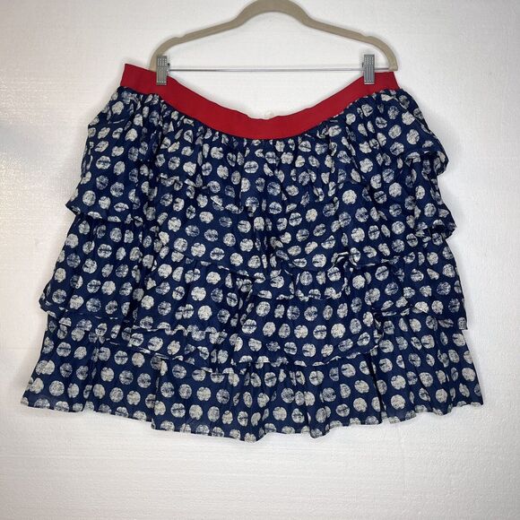 NWT Lane Bryant Blue White Polka Dot Tiered Elastic Waist Plus Skirt size 22/24 - Picture 2 of 8